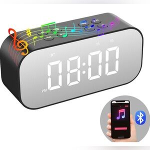 Alarm Clock for Bedroom/Office,Digital Clock with Bluetooth Speaker